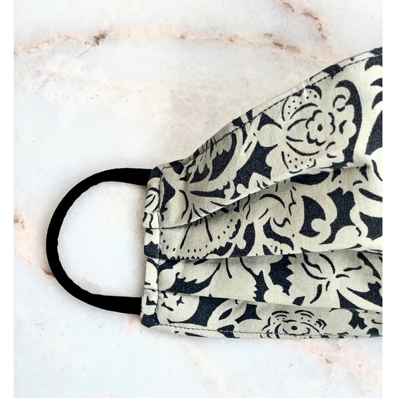 (2 LEFT) ADULT CLOTH FACE MASK_GRAY/CREME BROCADE - Picture 6 of 10